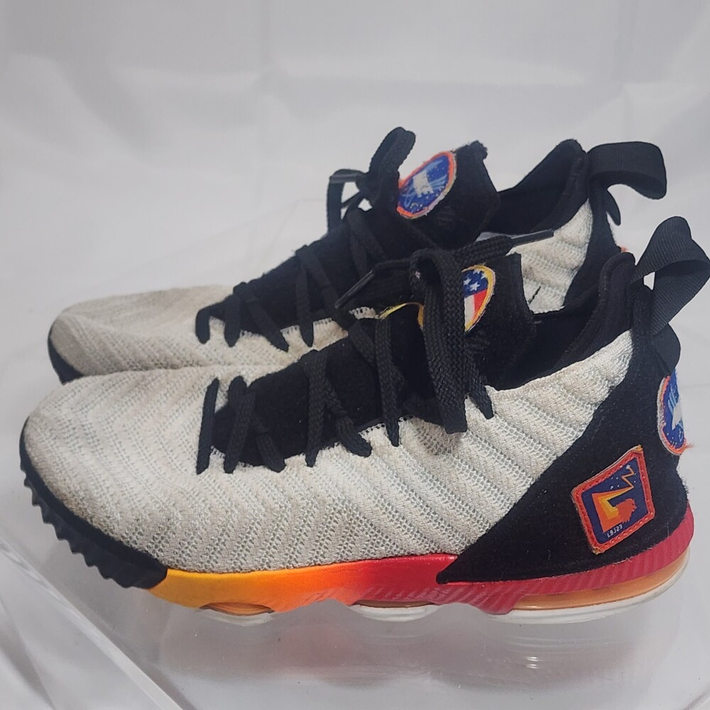 Nike Lebron 16 GS Space Travel Basketball Sneakers AQ2465-188 Boys 6 Y Patches